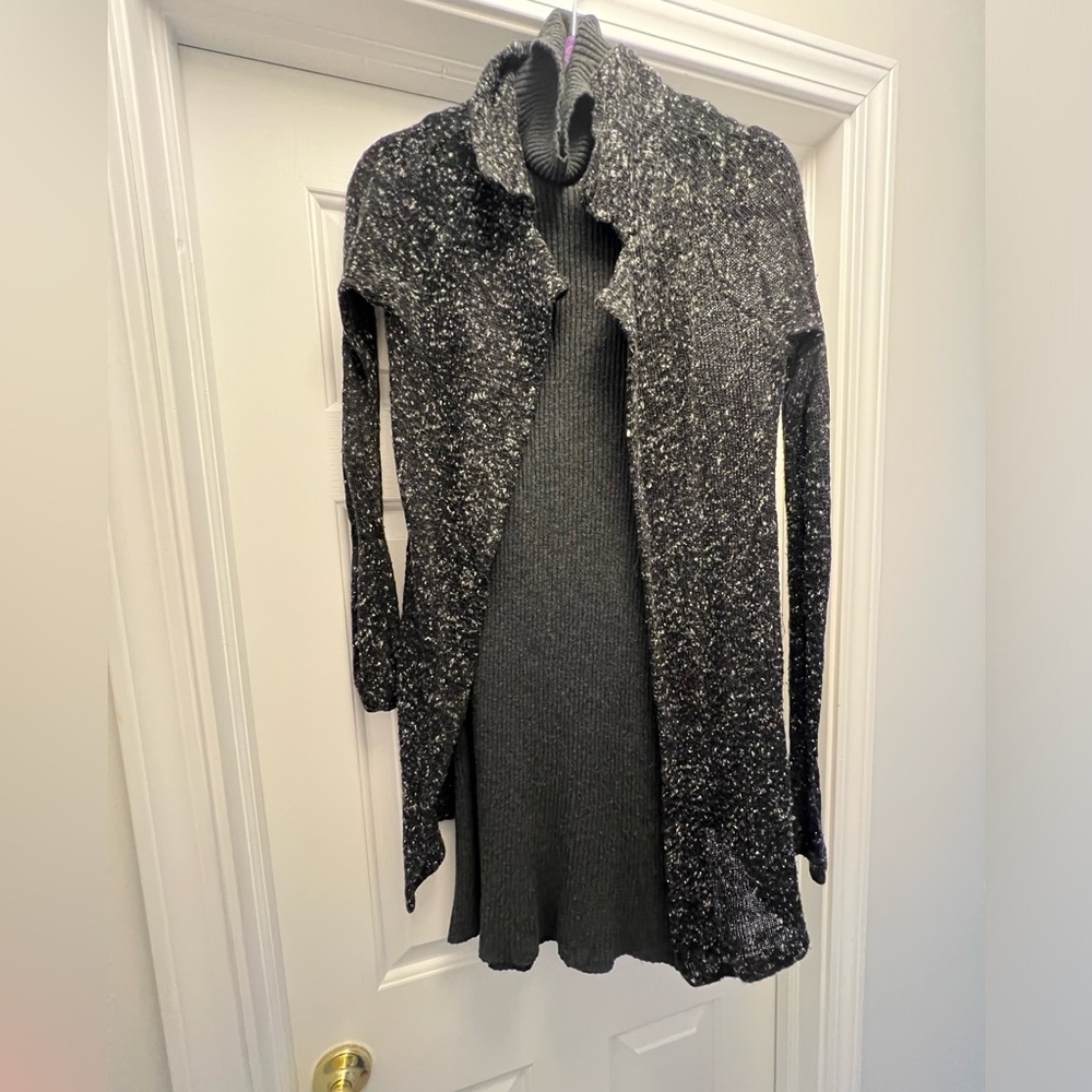 Gray Sweater Dress and Cardigan